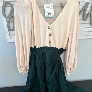 Poppy & Company NWT boutique dress. Tan/green.